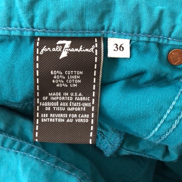 7 For All Mankind Standard Straight Leg Pants Size 36 Button Fly Teal #f12 - Picture 7 of 7